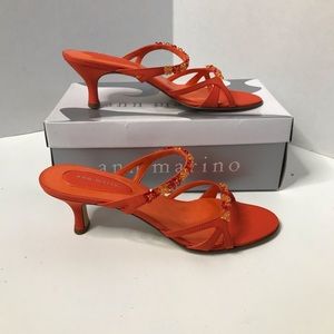 Ann Marino Orange rhinestone sandals size 8M
